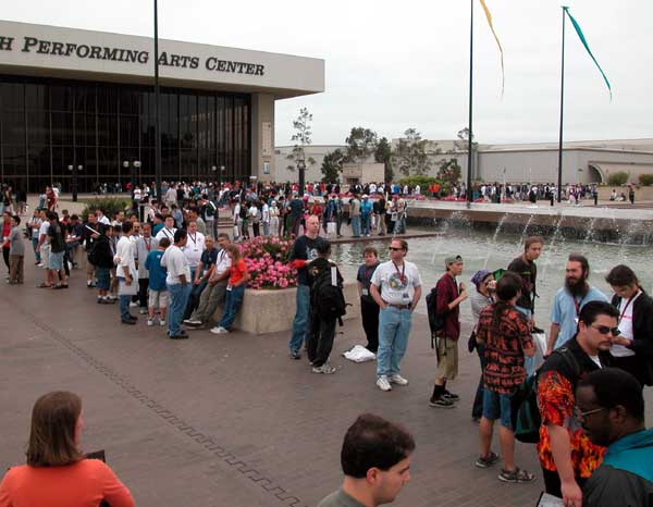 Image 1: Fans lining up at the anime expo