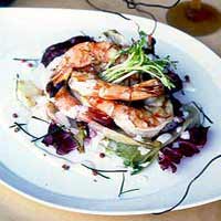Grilled King Prawns with Pink Peppercorn Coconut Sauce