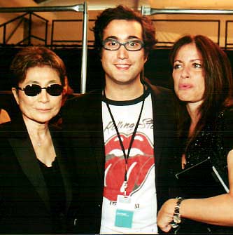 After the show Yoko Ono and son Sean Lennon visit backstage with designer Jill Stuart
